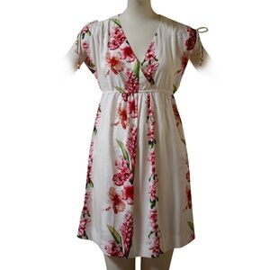 NEW! Favant Women's Hawaiian Floral Plumeria Tie Shoulder Dress Large